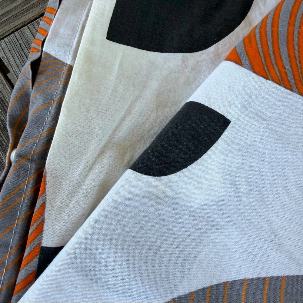 Vintage IKEA Kajsa Trad Vines Queen Size Duvet Cover Orange Brown 81x100 READ